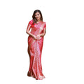 Seduva Women's Soft Lichi Silk Printed Saree With Unstitched Blouse 5.5Mtr (Pink)