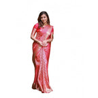 Seduva Women's Soft Lichi Silk Printed Saree With Unstitched Blouse 5.5Mtr (Pink)