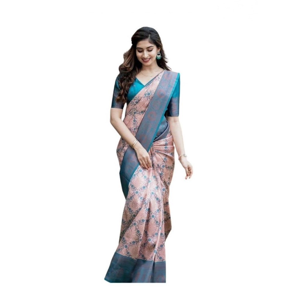 Seduva Women's Soft Lichi Silk Printed Saree With Unstitched Blouse 5.5Mtr (Multicolor)
