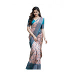 Seduva Women's Soft Lichi Silk Printed Saree With Unstitched Blouse 5.5Mtr (Multicolor)