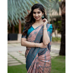 Seduva Women's Soft Lichi Silk Printed Saree With Unstitched Blouse 5.5Mtr (Multicolor)