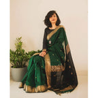 Seduva Women's Soft Lichi Silk Printed Saree With Unstitched Blouse 5.5Mtr (Green)