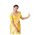 Seduva Women's Soft Lichi Silk Printed Saree With Unstitched Blouse 5.5Mtr (Yellow)