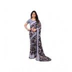 Seduva Women's Chiffon Printed Saree With Unstitched Blouse 5.5Mtr (Grey)