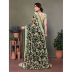 Seduva Women's Chiffon Printed Saree With Unstitched Blouse 5.5Mtr (Green)