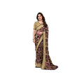 Seduva Women's Chiffon Printed Saree With Unstitched Blouse 5.5Mtr (Beige)