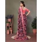 Seduva Women's Chiffon Printed Saree With Unstitched Blouse 5.5Mtr (Pink)
