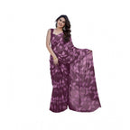 Seduva Women's Chiffon Printed Saree With Unstitched Blouse 5.5Mtr (Purple)