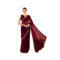 Seduva Women's Jimmy Choo solid Saree With Unstitched Blouse 5.5Mtr (Wine )