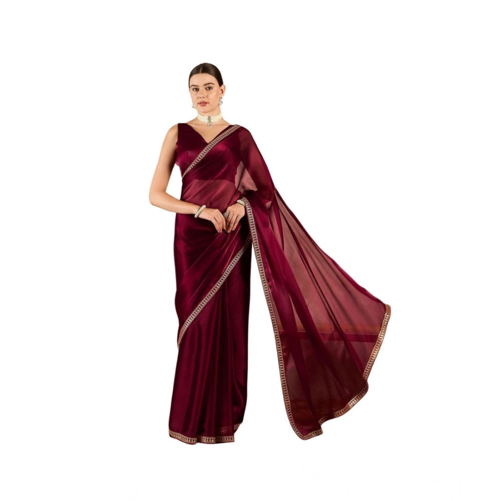 Seduva Women's Jimmy Choo solid Saree With Unstitched Blouse 5.5Mtr (Wine )