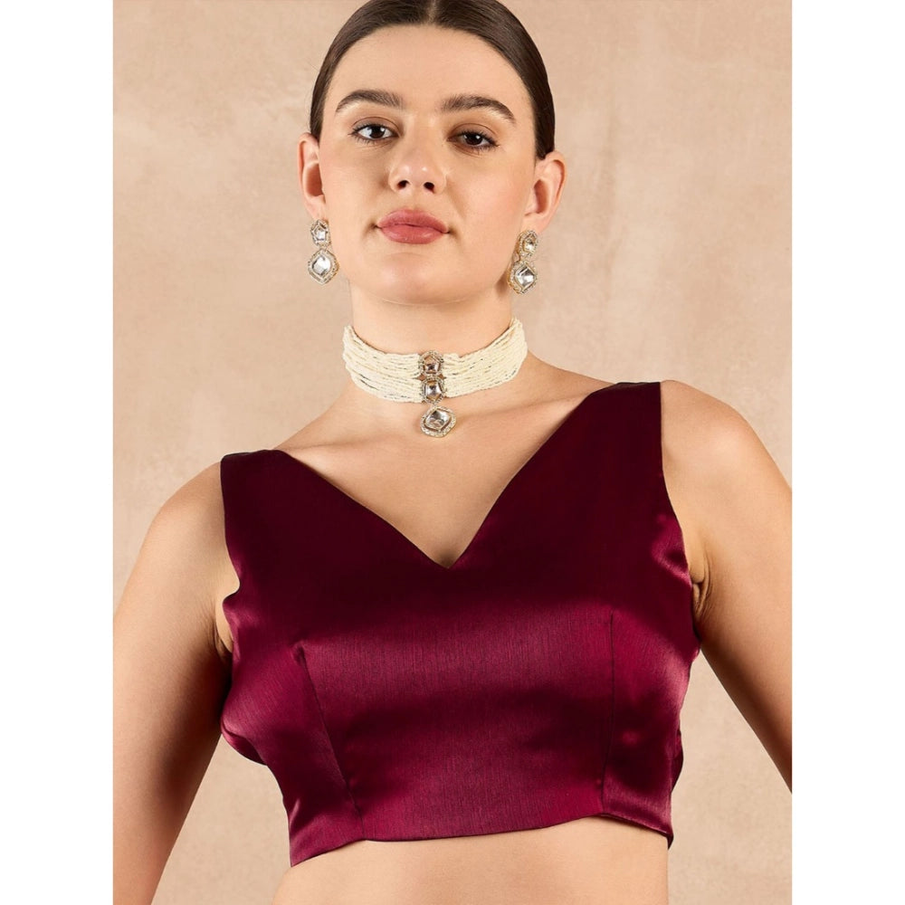 Seduva Women's Jimmy Choo solid Saree With Unstitched Blouse 5.5Mtr (Wine )