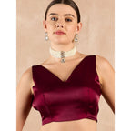 Seduva Women's Jimmy Choo solid Saree With Unstitched Blouse 5.5Mtr (Wine )
