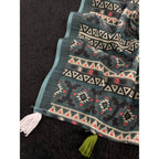 Seduva Women's Linen Cotton  Printed Saree With Unstitched Blouse 5.5Mtr (Blue)