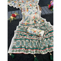 Seduva Women's Linen Cotton  Printed Saree With Unstitched Blouse 5.5Mtr (Green)