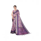 Seduva Women's Cotton Silk  Printed Saree With Unstitched Blouse 5.5Mtr (Purple)