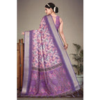 Seduva Women's Cotton Silk  Printed Saree With Unstitched Blouse 5.5Mtr (Purple)