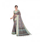 Seduva Women's Cotton Silk  Printed Saree With Unstitched Blouse 5.5Mtr (Multicolor)