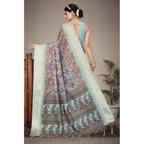 Seduva Women's Cotton Silk  Printed Saree With Unstitched Blouse 5.5Mtr (Multicolor)
