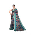 Seduva Women's Cotton Silk  Printed Saree With Unstitched Blouse 5.5Mtr (Blue)