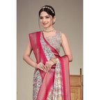 Seduva Women's Cotton Silk  Printed Saree With Unstitched Blouse 5.5Mtr (Pink)