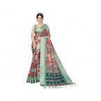 Seduva Women's Cotton Silk  Printed Saree With Unstitched Blouse 5.5Mtr (Light Green)