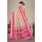 Seduva Women's Cotton Silk  Printed Saree With Unstitched Blouse 5.5Mtr (Pink)