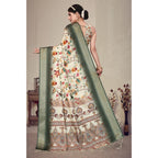 Seduva Women's Cotton Silk  Printed Saree With Unstitched Blouse 5.5Mtr (Green)