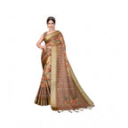 Seduva Women's Cotton Silk  Printed Saree With Unstitched Blouse 5.5Mtr (Peach)