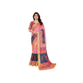 Seduva Women's Linen Cotton  Printed Saree With Unstitched Blouse 5.5Mtr (Pink)