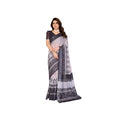 Seduva Women's Linen Cotton  Printed Saree With Unstitched Blouse 5.5Mtr (White &amp; Black)