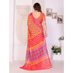 Seduva Women's Linen Cotton  Printed Saree With Unstitched Blouse 5.5Mtr (Orange )
