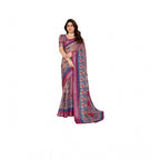 Seduva Women's Linen Cotton  Printed Saree With Unstitched Blouse 5.5Mtr (Wine )