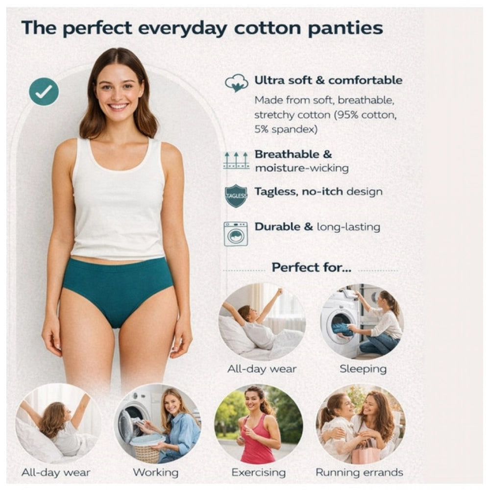 Seduva Pack of_6 Women's Cotton Solid Hipster Panty (Multicolor)