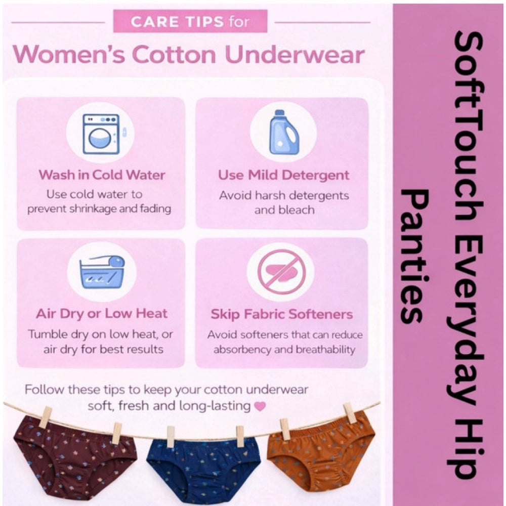 Seduva Pack of_3 Women's Cotton Printed Hipster Panty (Multicolor)