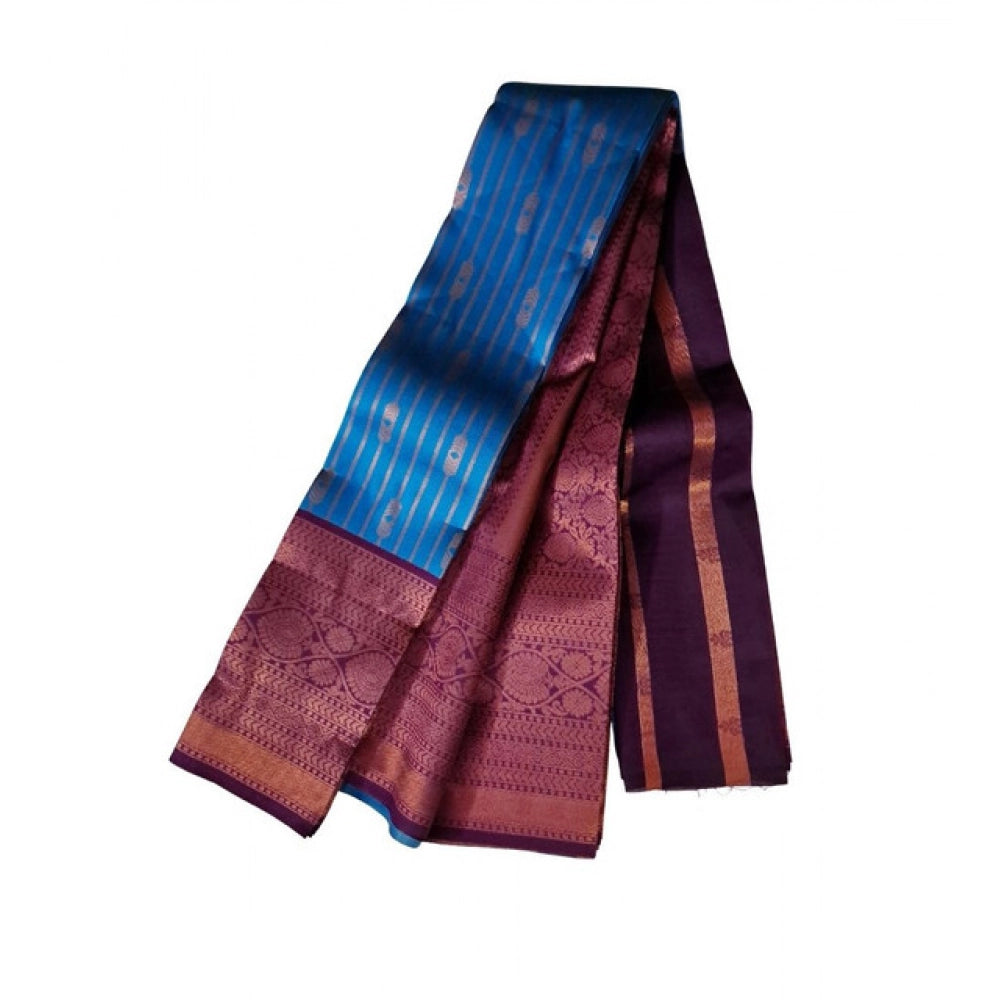 Seduva Women's Soft Silk Wooven Saree With Unstitched Blouse 5.5Mtr (Blue)