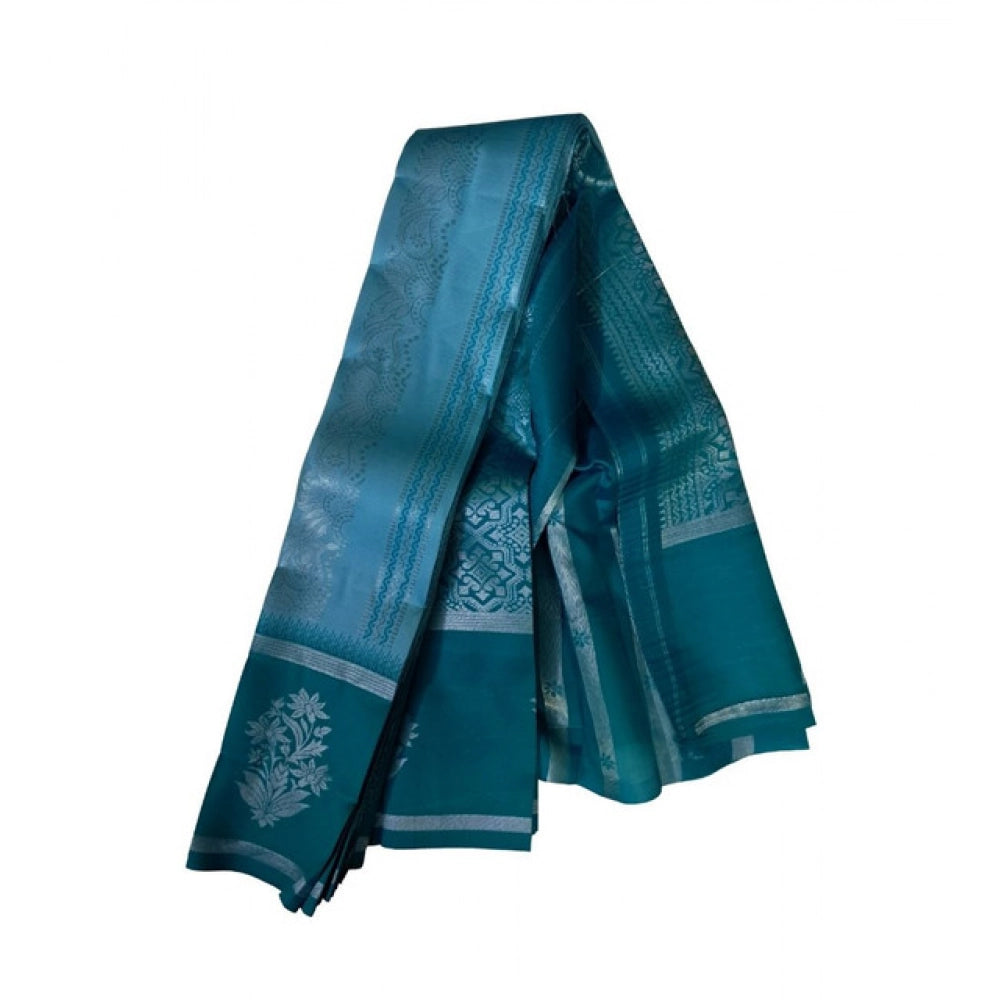 Seduva Women's Soft Silk Wooven Saree With Unstitched Blouse 5.5Mtr (Teal Blue)