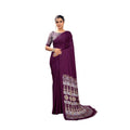 Seduva Women's Satin Crepe Printed Saree With Unstitched Blouse 5.5Mtr (Purple)