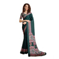 Seduva Women's Satin Crepe Printed Saree With Unstitched Blouse 5.5Mtr (Green)