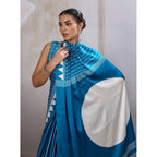 Seduva Women's Satin Crepe Printed Saree With Unstitched Blouse 5.5Mtr (Rama Blue)