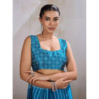 Seduva Women's Satin Crepe Printed Saree With Unstitched Blouse 5.5Mtr (Rama Blue)