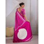 Seduva Women's Satin Crepe Printed Saree With Unstitched Blouse 5.5Mtr (Pink)