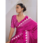 Seduva Women's Satin Crepe Printed Saree With Unstitched Blouse 5.5Mtr (Pink)