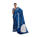 Seduva Women's Satin Crepe Printed Saree With Unstitched Blouse 5.5Mtr (Blue)