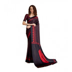 Seduva Women's Satin Crepe Printed Saree With Unstitched Blouse 5.5Mtr (Black)