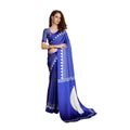 Seduva Women's Satin Crepe Printed Saree With Unstitched Blouse 5.5Mtr (Navy Blue)