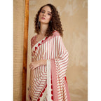 Seduva Women's Satin Crepe Printed Saree With Unstitched Blouse 5.5Mtr (Off White)