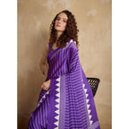Seduva Women's Satin Crepe Printed Saree With Unstitched Blouse 5.5Mtr (Lavender)