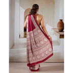 Seduva Women's Satin Crepe Printed Saree With Unstitched Blouse 5.5Mtr (Maroon)
