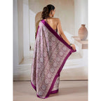 Seduva Women's Satin Crepe Printed Saree With Unstitched Blouse 5.5Mtr (Purple)