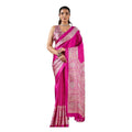 Seduva Women's Satin Crepe Printed Saree With Unstitched Blouse 5.5Mtr (Pink)